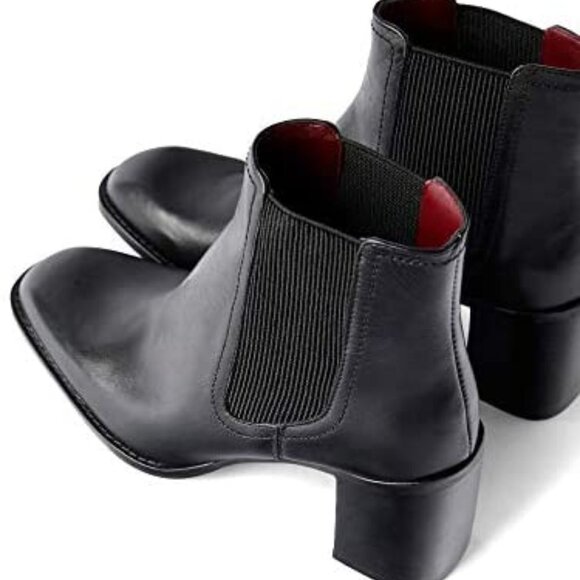 NEW ZARA BLACK LEATHER HEELED ANKLE CHELSEA BOOTS - Picture 2 of 4